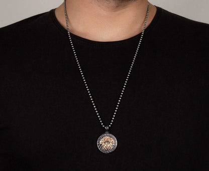Zyan Gems | Unique Designed Medusa/  Pendant |  Sterling Silver Rosegold Plated Oxidized Pendant