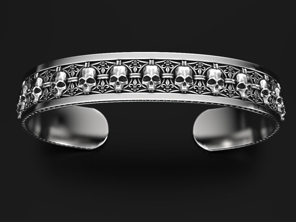 Zyan Gems | Unique Designed Skull Cuff | Bracelet for Men | Biker Bracelet for Men |  Sterling Silver Bracelet