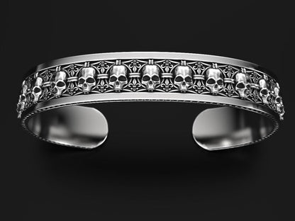 Zyan Gems | Unique Designed Skull Cuff | Bracelet for Men | Biker Bracelet for Men |  Sterling Silver Bracelet