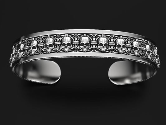 Zyan Gems | Unique Designed Skull Cuff | Bracelet for Men | Biker Bracelet for Men |  Sterling Silver Bracelet