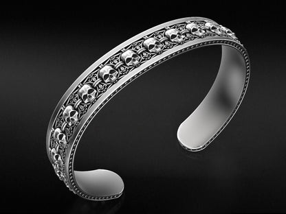 Zyan Gems | Unique Designed Skull Cuff | Bracelet for Men | Biker Bracelet for Men |  Sterling Silver Bracelet