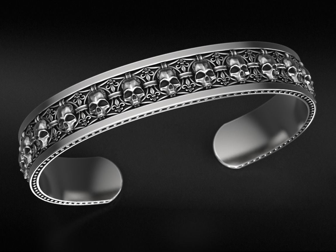 Zyan Gems | Unique Designed Skull Cuff | Bracelet for Men | Biker Bracelet for Men |  Sterling Silver Bracelet