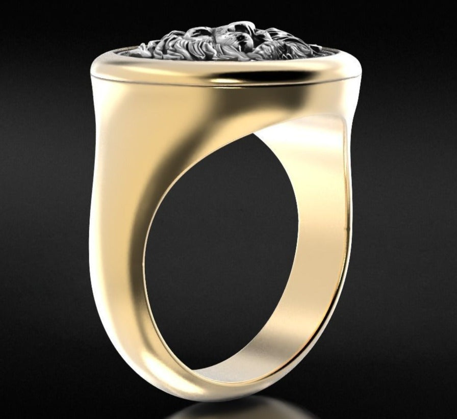 Zyan Gems | Unique Designed Lion Signet Ring |  Sterling Silver Oxidized Ring
