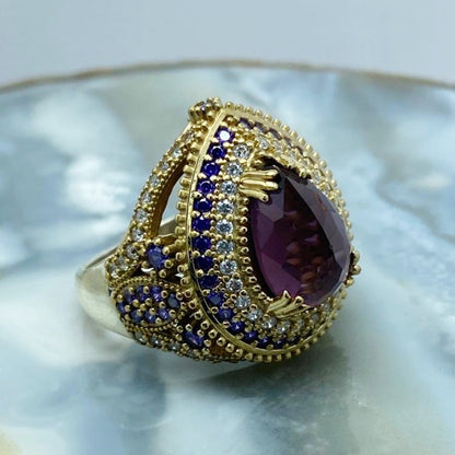 Turkish Handmade Amethyst Fashion Ring For Women