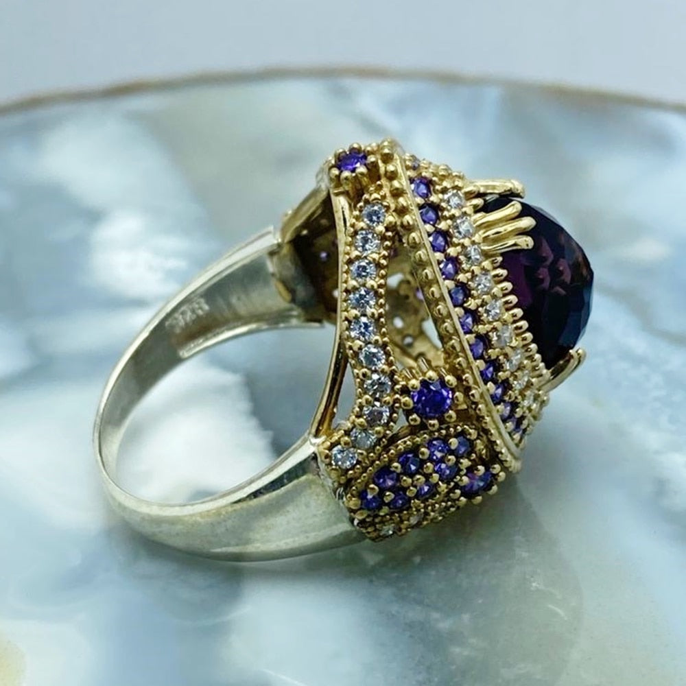Turkish Handmade Amethyst Fashion Ring For Women