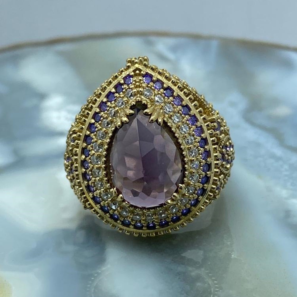 Turkish Handmade Amethyst Fashion Ring For Women
