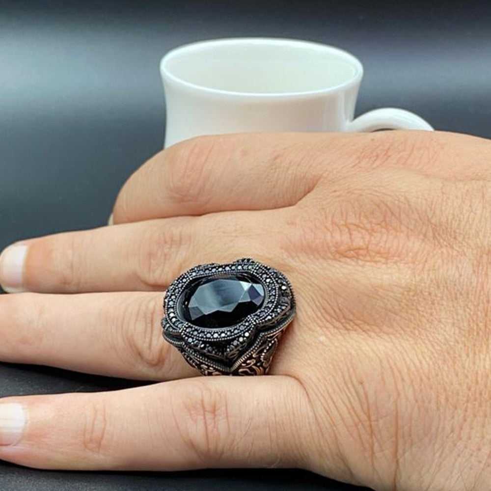 Turkish Black Onyx Ring Handmade Limited Edition Design