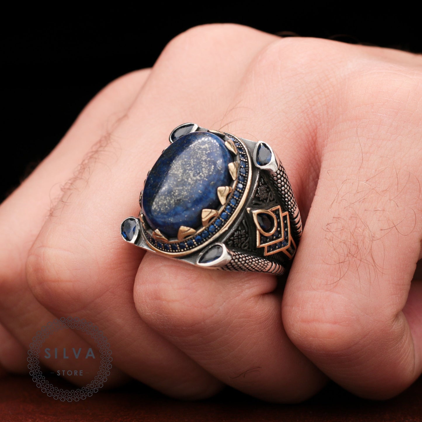Turkish Lapis Lazuli Big Ring Limited Edition Design