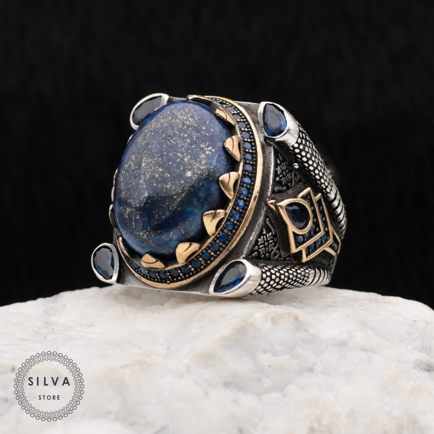 Turkish Lapis Lazuli Big Ring Limited Edition Design
