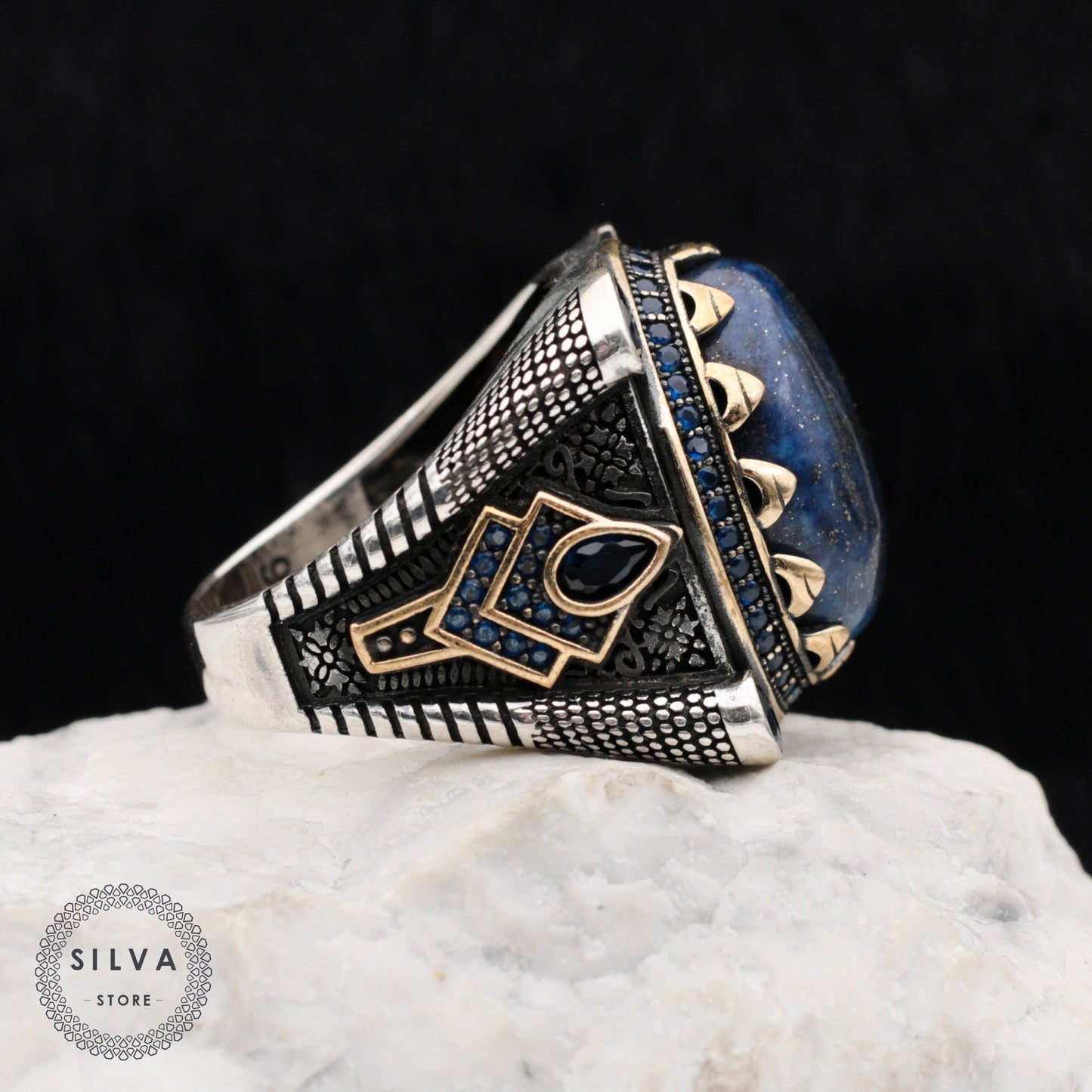 Turkish Lapis Lazuli Big Ring Limited Edition Design