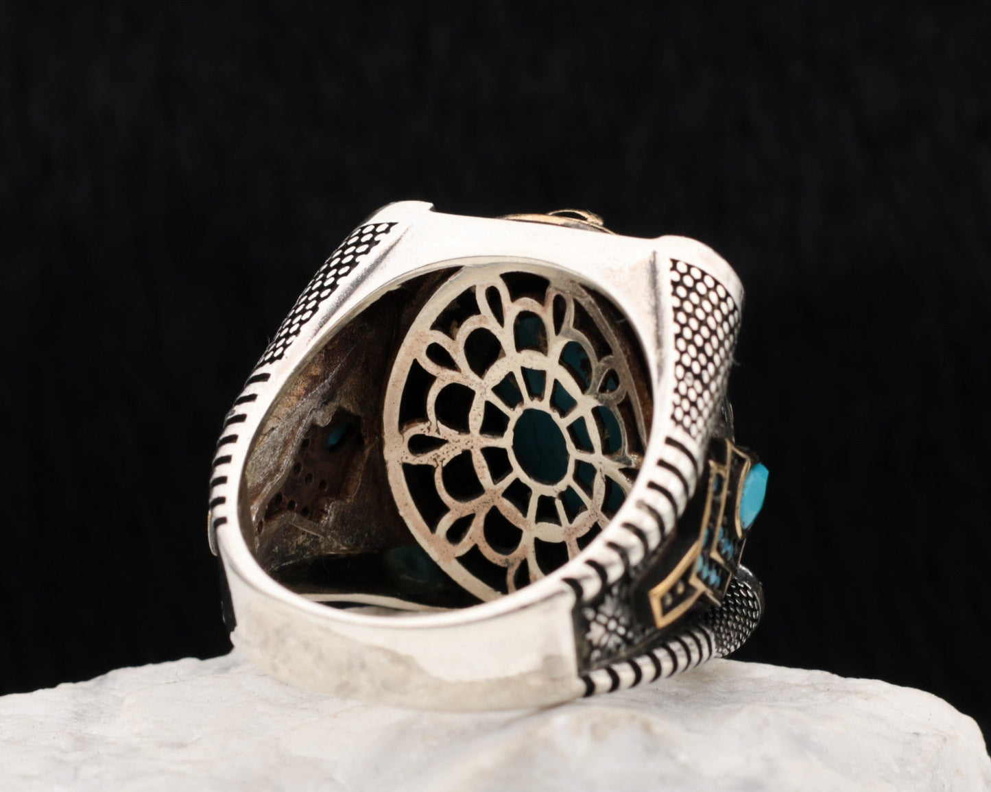 Turkish Turquoise Stone Mens Ring Handmade Premium Design