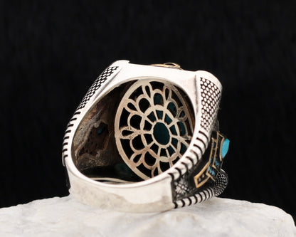 Turkish Turquoise Stone Mens Ring Handmade Premium Design