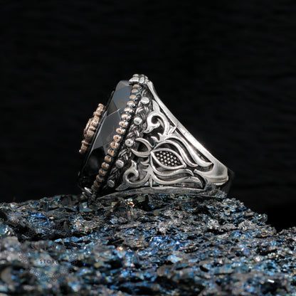 Turkish Onyx Stone And Special Zircon Cut Ring
