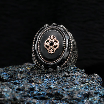 Turkish Onyx Stone And Special Zircon Cut Ring