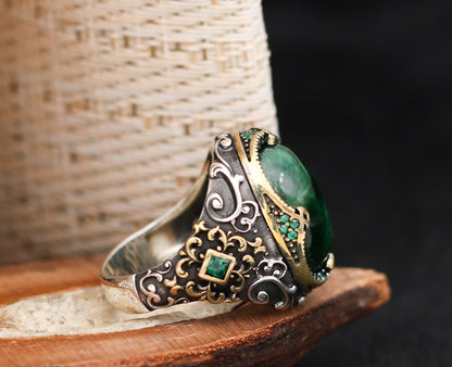 Turkish Tiger Eye Stone Mens Ring Handmade Premium Design
