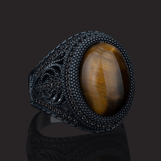 Turkish Tiger Eye Stone Ring Handmade Exclusive design