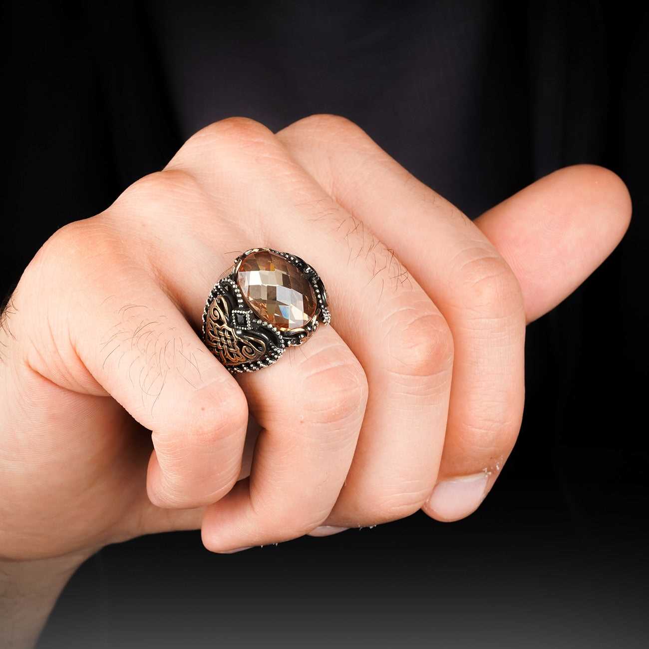Alexandrite Stone Sultanite Handmade Silver Ring For Men