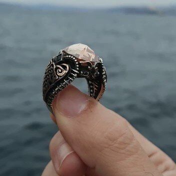Alexandrite Stone Sultanite Handmade Silver Ring For Men