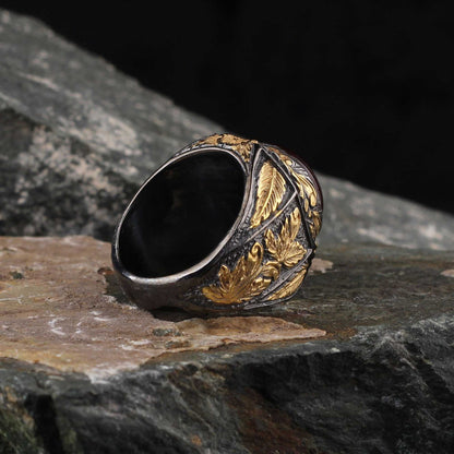 Islamic Aqeeq Stone Handmade silver Ring With Rhodium Covering