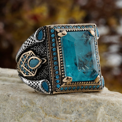 Turkish Real Zircon Stone Handmade Ring