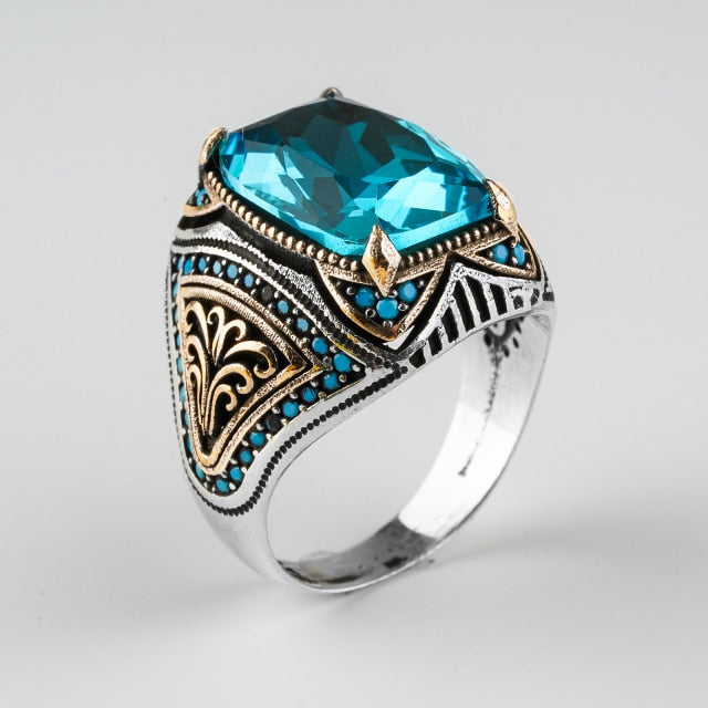 Alexandrite Stone Mistik Topaz Natural Handmade Silver Ring For Men