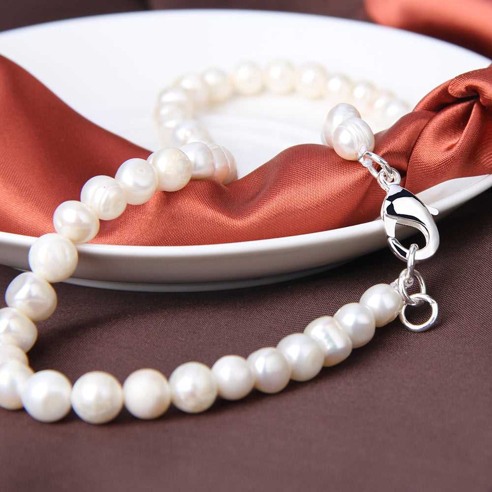Natural Round White Shell Pearl Choker Necklace