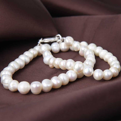 Natural Round White Shell Pearl Choker Necklace