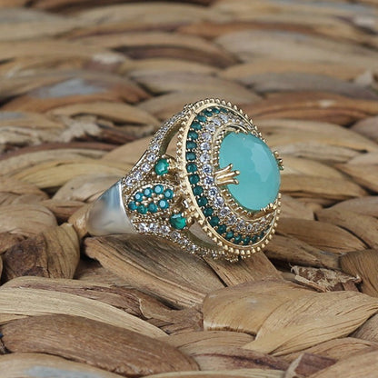 Turkish Aquamarine Ring for women, Sterling Silver Handmade Ring