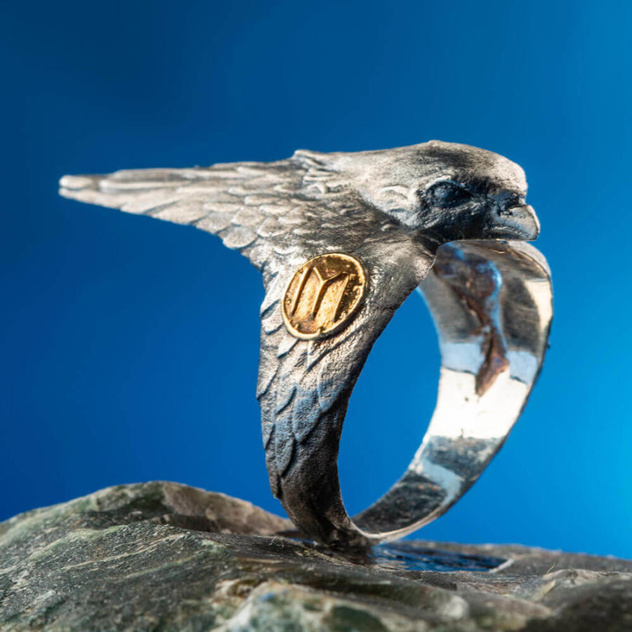 Hawk Ring, Silver Men Ring Elegant Islamic Design