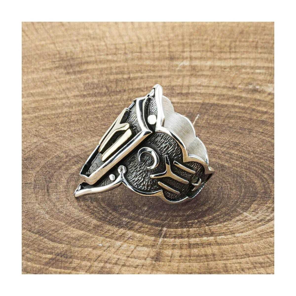 Ottoman Tribe Thumb Men Silver Ring, Ottoman Islamic Limited Edition RIng