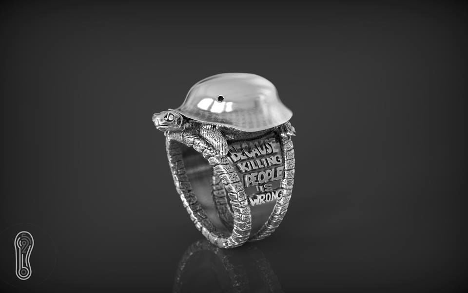 Zyan Gems | Antique Designed Turtle Ring |  Sterling Silver Oxidized Ring