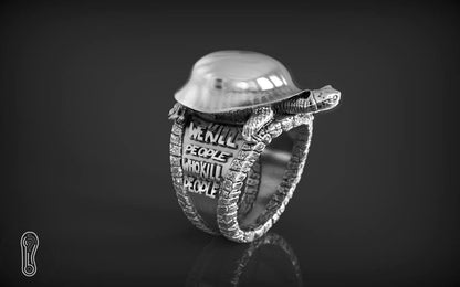 Zyan Gems | Antique Designed Turtle Ring |  Sterling Silver Oxidized Ring