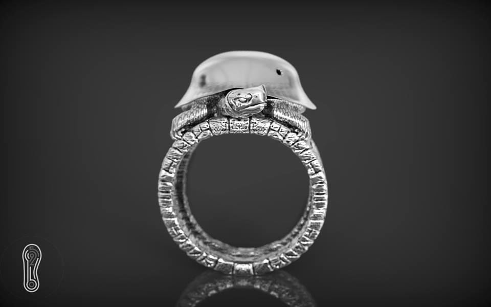Zyan Gems | Antique Designed Turtle Ring |  Sterling Silver Oxidized Ring