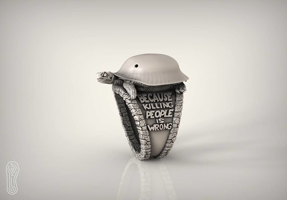 Zyan Gems | Antique Designed Turtle Ring |  Sterling Silver Oxidized Ring
