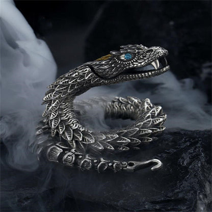 Unique Golden Head Oxidized Snake Bracelet with Blue Eyes | 925 Sterling Silver Oxidized Bracelet | Unisex Jewelry Authenticity and 925