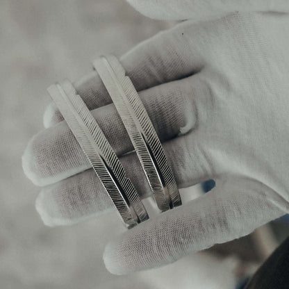 Zyan Gems | Adjustable Feather Style Bangle/kadaa/Handcuff for Men & Boys |  Sterling Silver Bracelet
