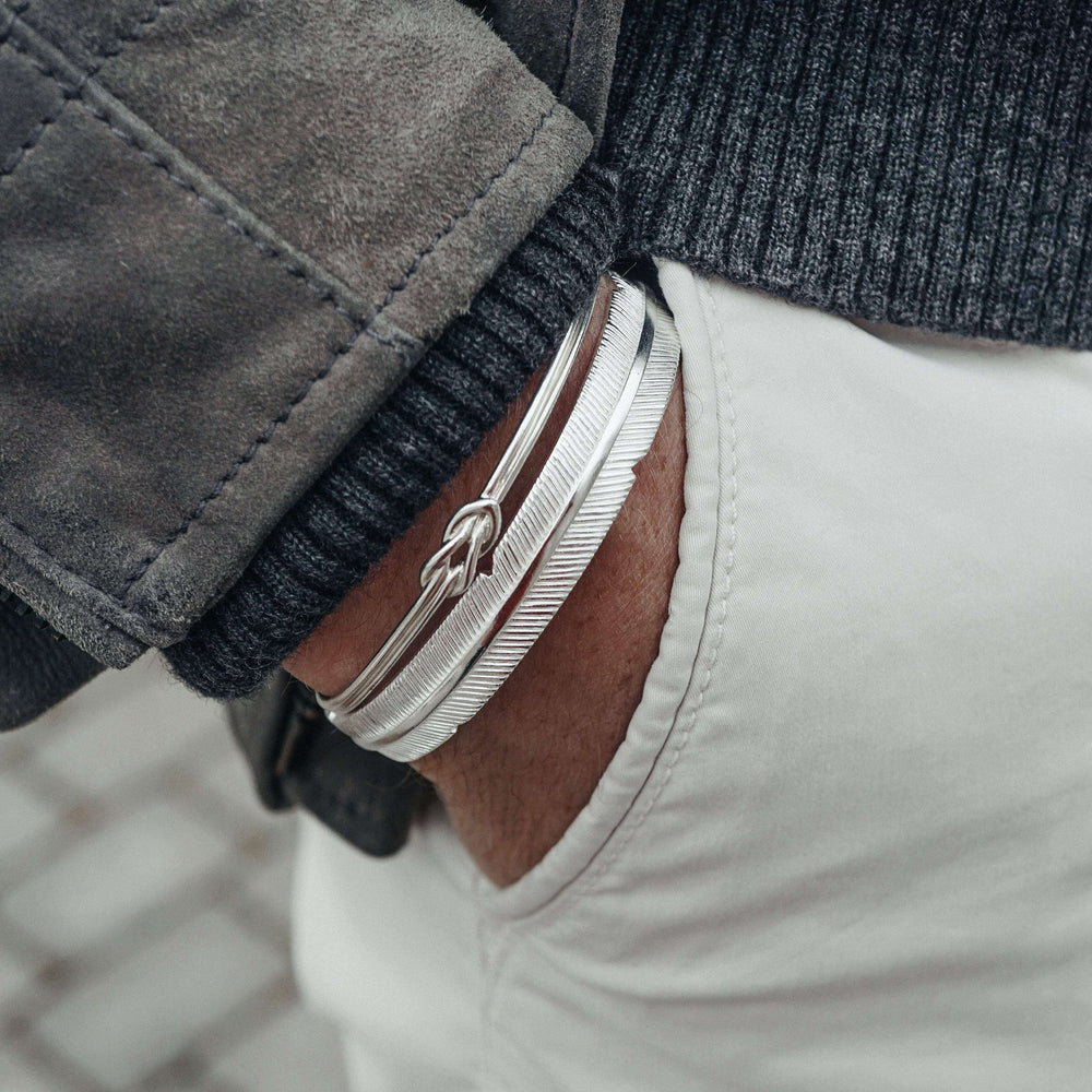 Zyan Gems | Adjustable Unique Knot Designed Bangle/kadaa/Handcuff for Men & Boys |  Sterling Silver Bracelet