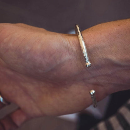 Zyan Gems | Adjustable Hammered Style Bangle/kadaa/Handcuff for Men & Boys |  Sterling Silver Bracelet
