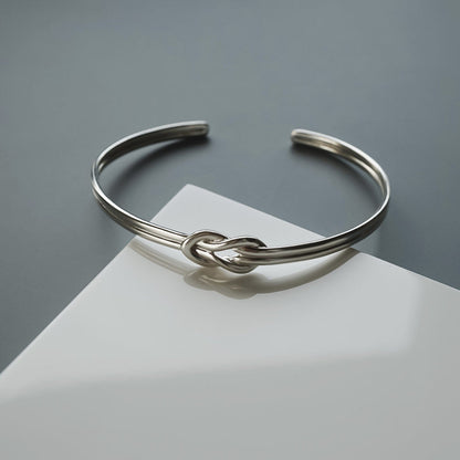 Zyan Gems | Adjustable Unique Knot Designed Bangle/kadaa/Handcuff for Men & Boys |  Sterling Silver Bracelet