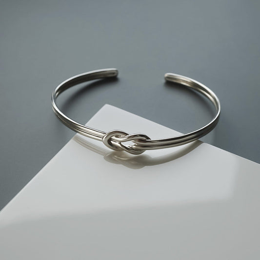 Zyan Gems | Adjustable Unique Knot Designed Bangle/kadaa/Handcuff for Men & Boys |  Sterling Silver Bracelet