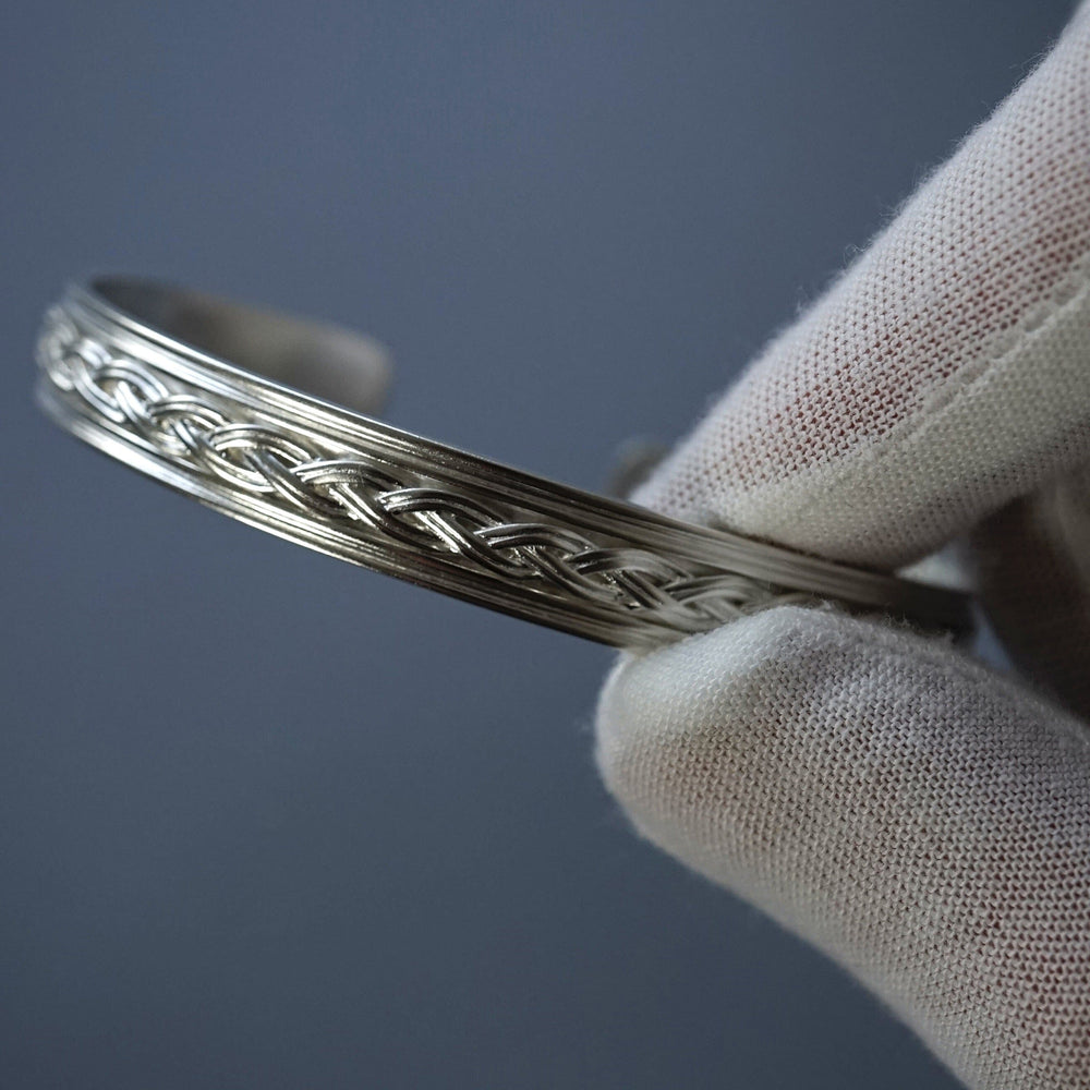Zyan Gems | Adjustable Braided Style Bangle/kadaa/Handcuff for Men & Boys |  Sterling Silver Bracelet