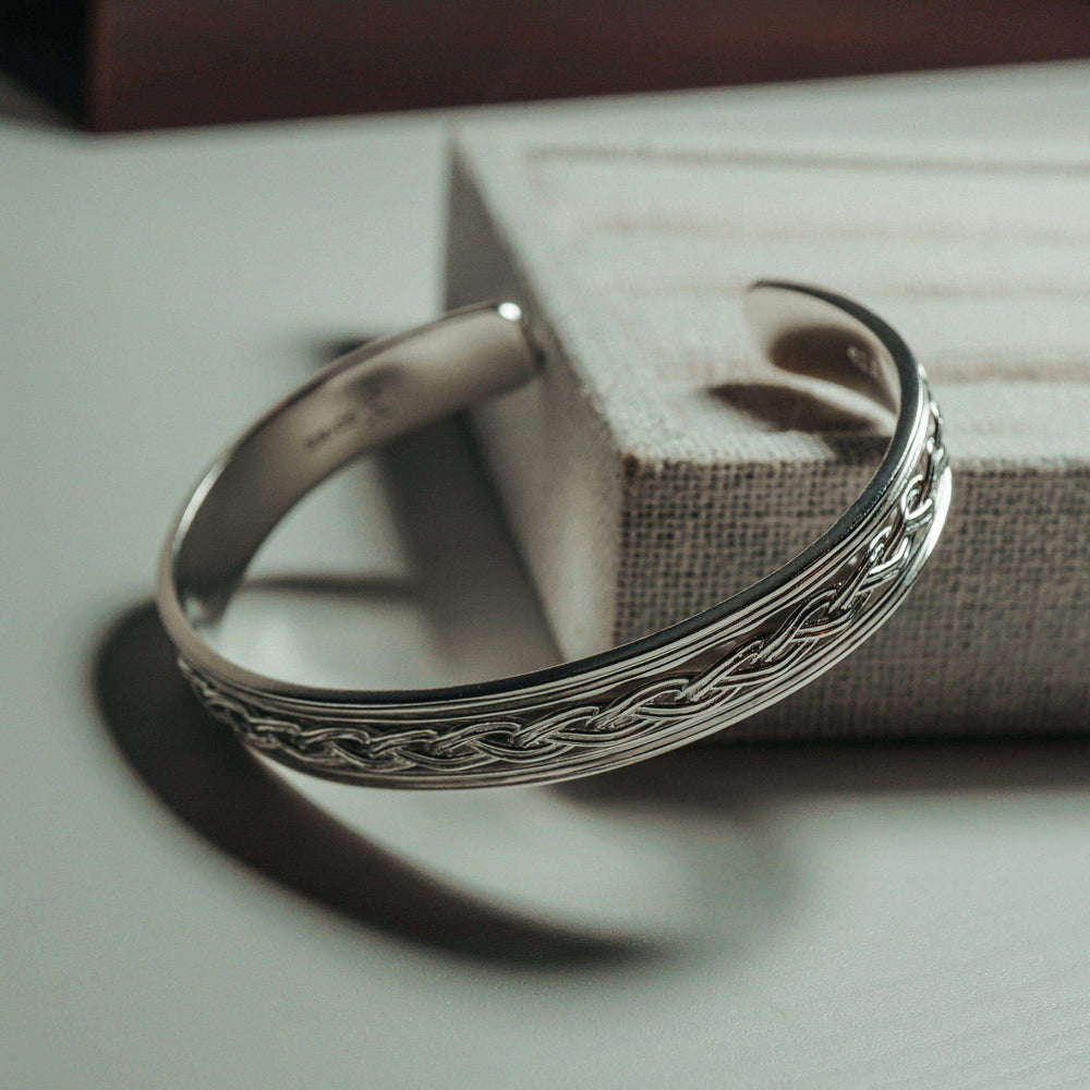 Zyan Gems | Adjustable Braided Style Bangle/kadaa/Handcuff for Men & Boys |  Sterling Silver Bracelet