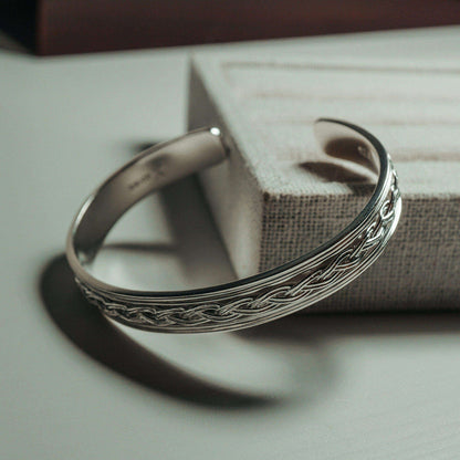 Zyan Gems | Adjustable Braided Style Bangle/kadaa/Handcuff for Men & Boys |  Sterling Silver Bracelet