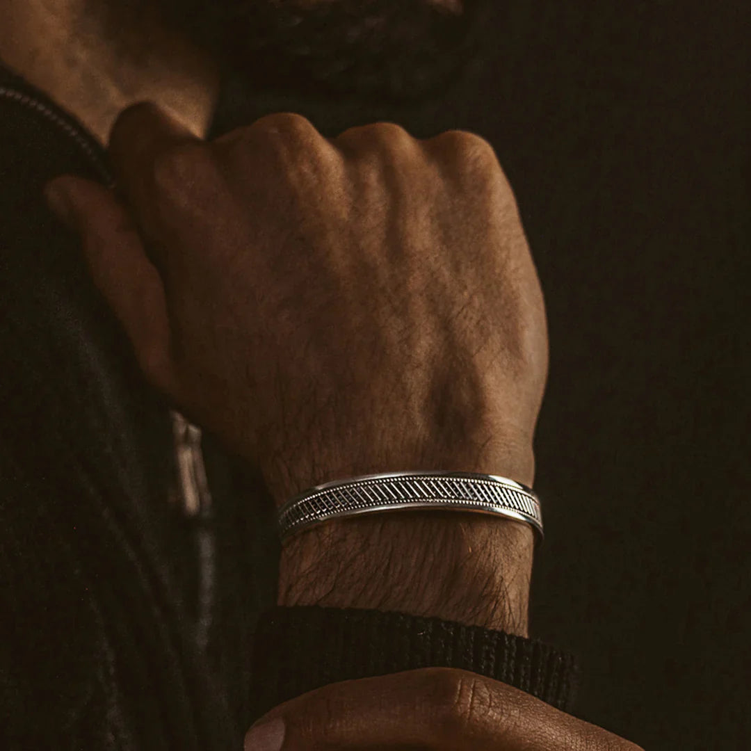 Zyan Gems | Unique Style Oxidized Sterling Silver Bangle/kadaa/Handcuff for Men & Boys |  Sterling Silver Bracelet