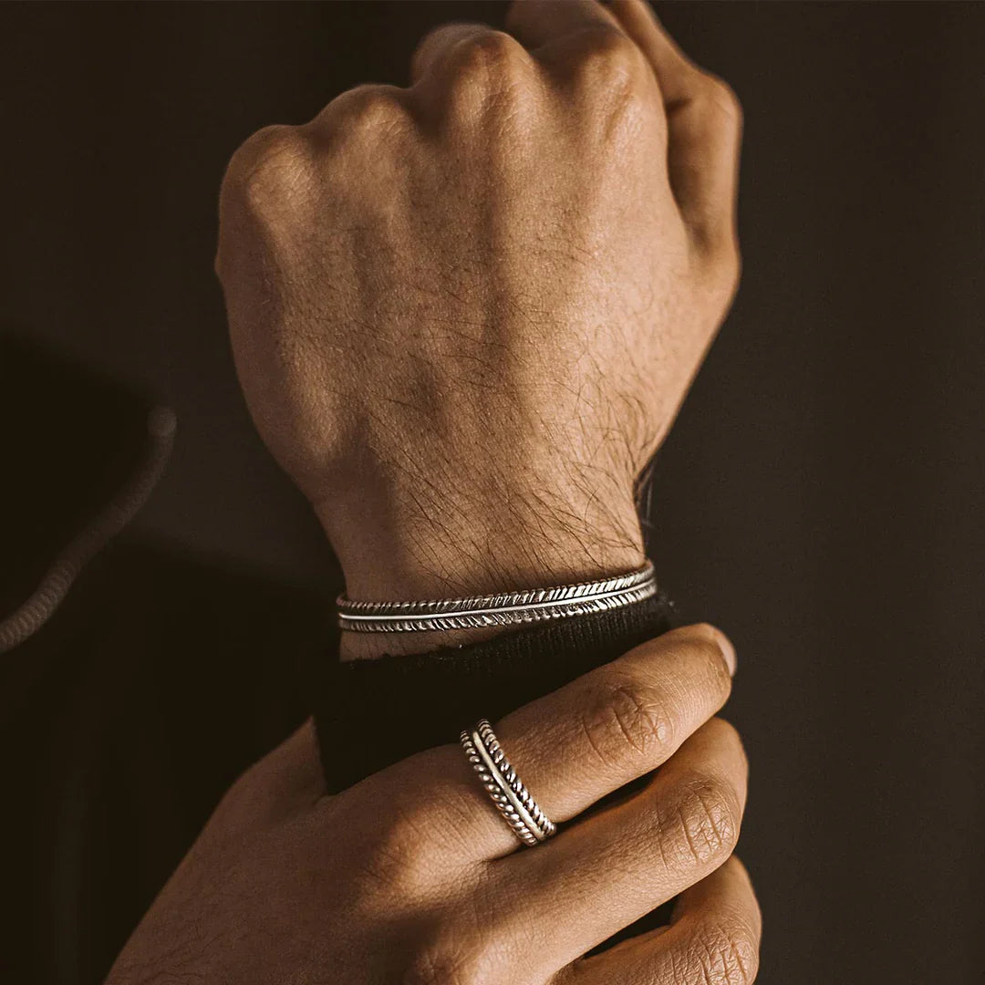 Zyan Gems | Unique Thin Feather Bangle/kadaa/Handcuff for Men & Boys |  Sterling Silver Bracelet
