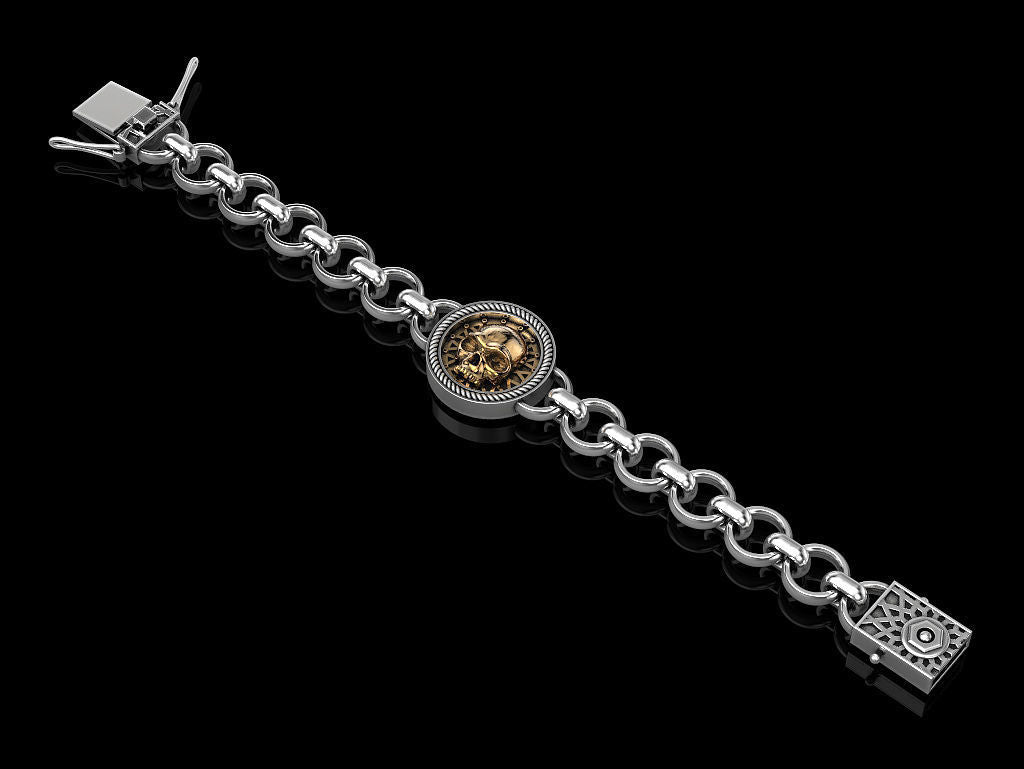 Zyan Gems | Unique Designed Skull Bracelet for Men | Biker Bracelet for Men |  Sterling Silver Bracelet