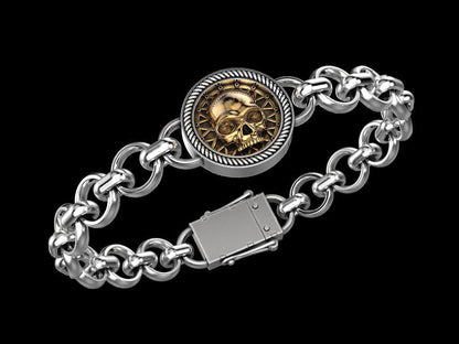Zyan Gems | Unique Designed Skull Bracelet for Men | Biker Bracelet for Men |  Sterling Silver Bracelet