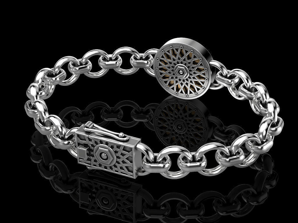 Zyan Gems | Unique Designed Skull Bracelet for Men | Biker Bracelet for Men |  Sterling Silver Bracelet