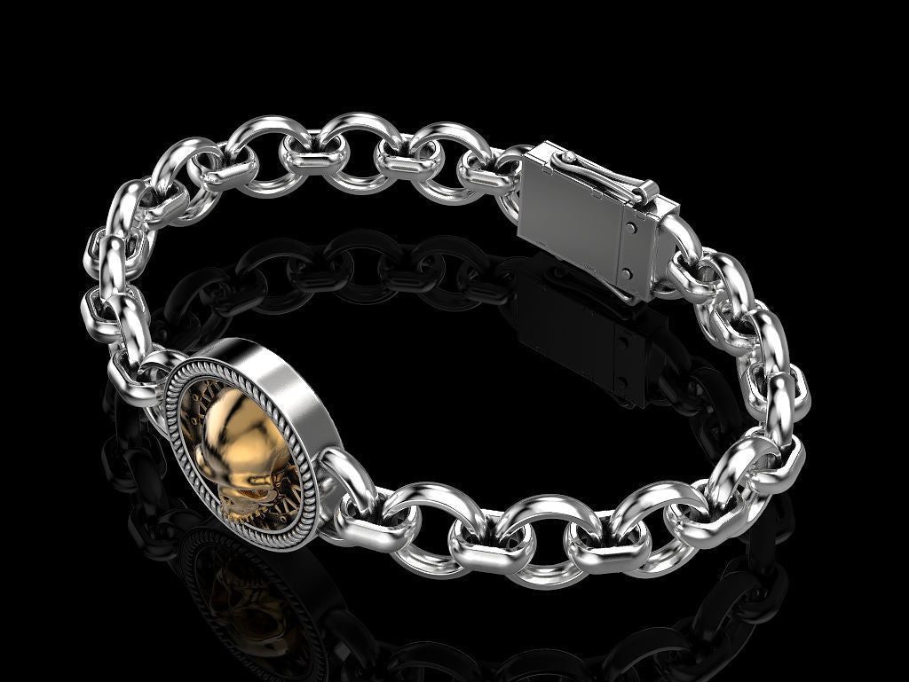 Zyan Gems | Unique Designed Skull Bracelet for Men | Biker Bracelet for Men |  Sterling Silver Bracelet
