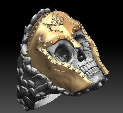 Zyan Gems | Unique Designed Warrior Skull Ring |  Sterling Silver Oxidized Ring